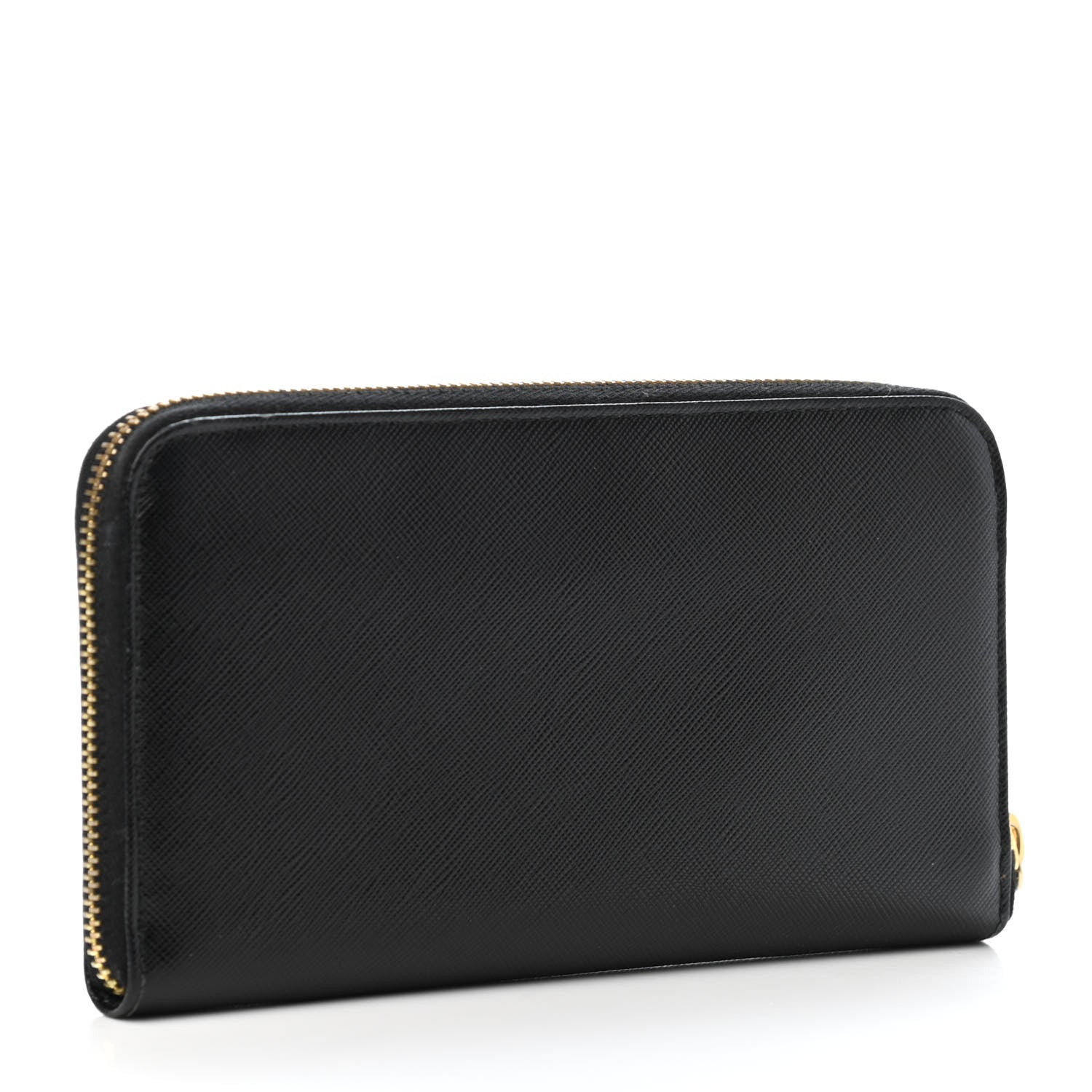 Prada Saffiano Metal Zip Around Wallet Black 2 of 4