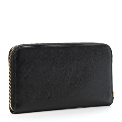 Prada Saffiano Metal Zip Around Wallet Black 2 of 4