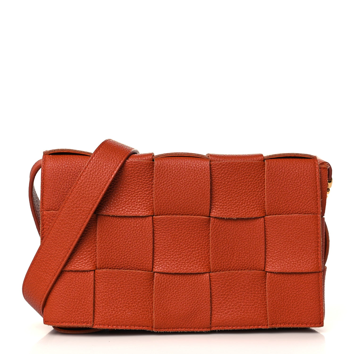 Bottega Veneta Grained Calfskin Intrecciato Cassette Crossbody Bag Maple 1 of 12
