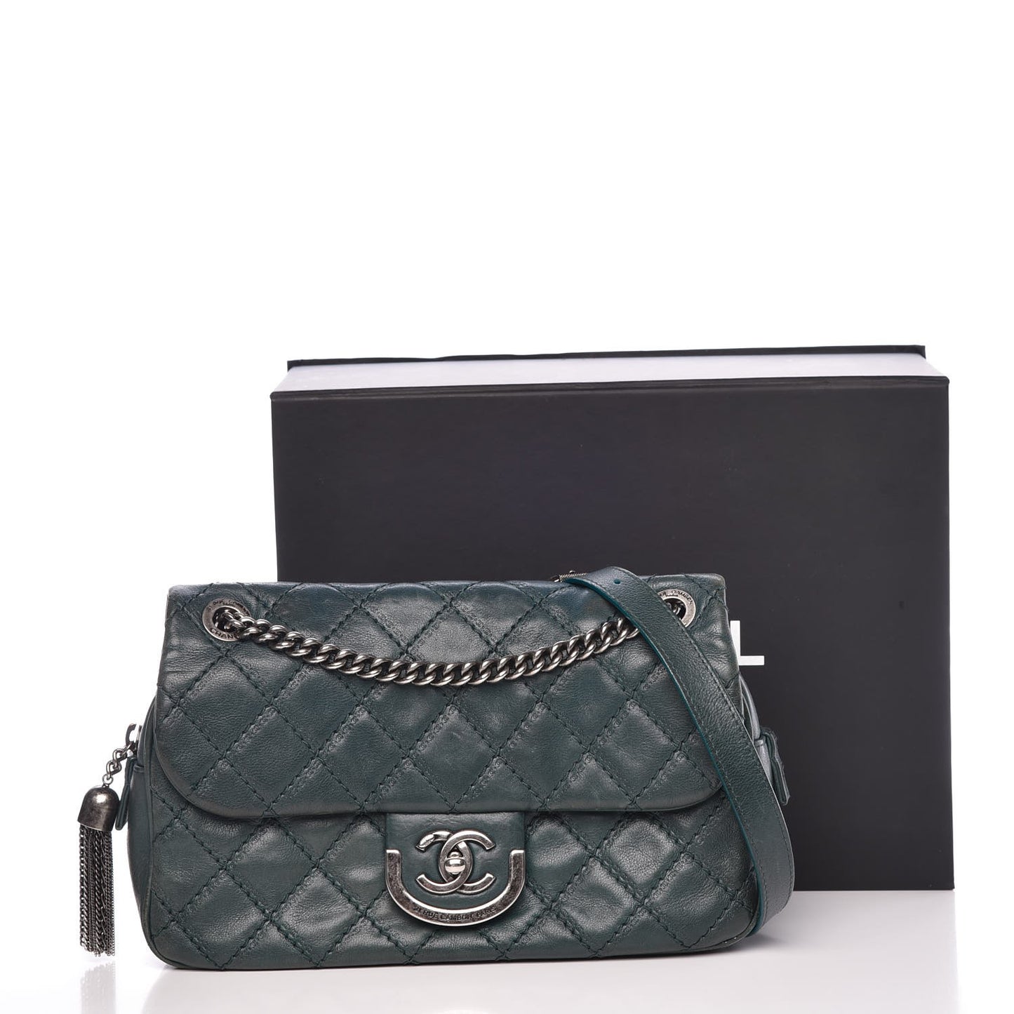 Calfskin Quilted Medium Coco Sporran Flap Dark Green