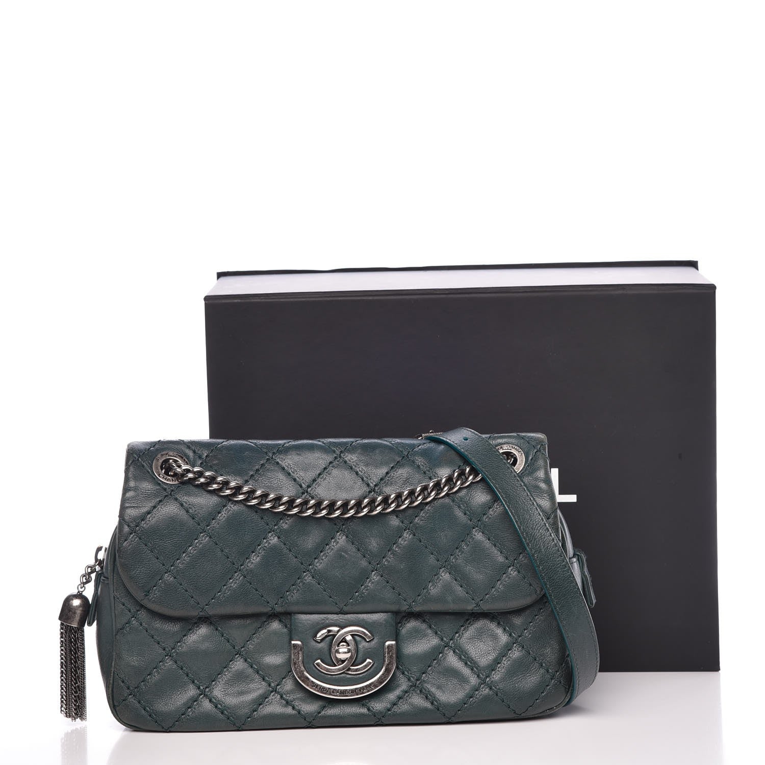 Chanel Calfskin Quilted Medium Coco Sporran Flap Dark Green 18 of 18