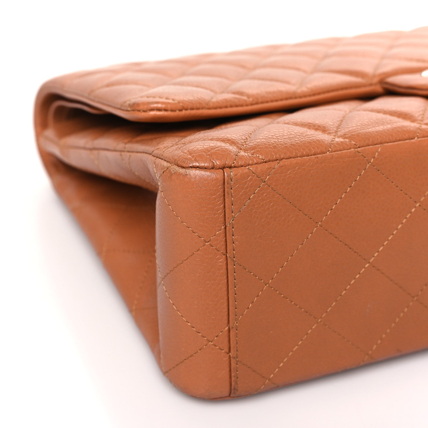 Chanel Caviar Quilted Maxi Double Flap Light Brown 8 of 11