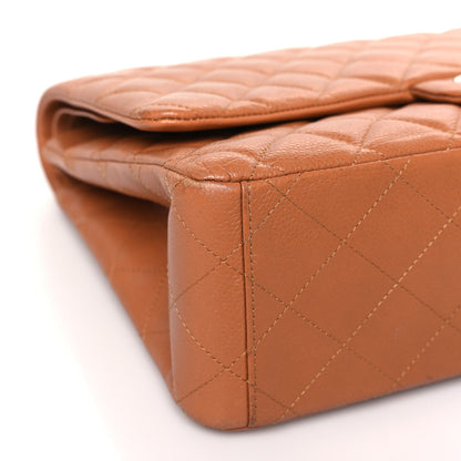 Chanel Caviar Quilted Maxi Double Flap Light Brown 8 of 11