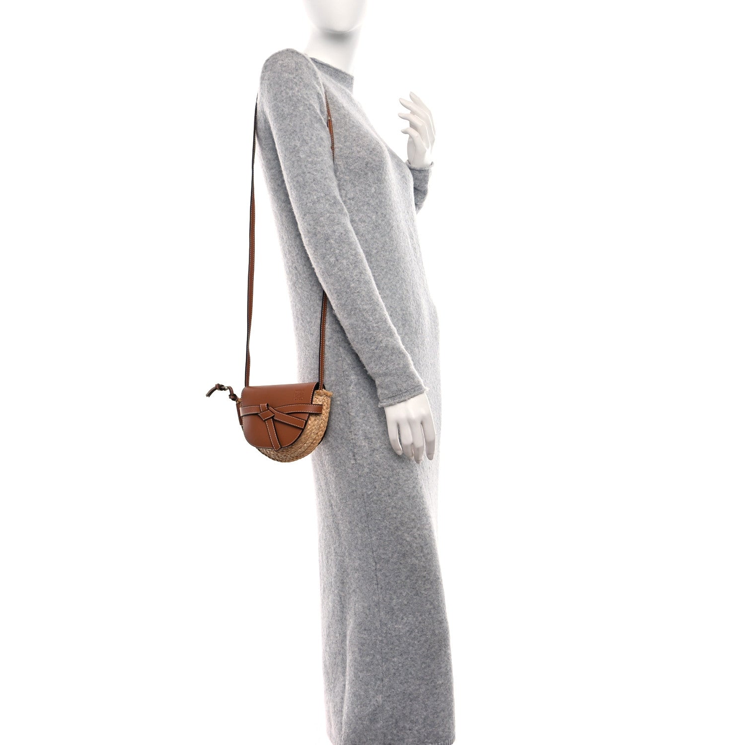 Loewe Calfskin Raffia Mini Gate Crossbody Bag Natural Tan 2 of 8