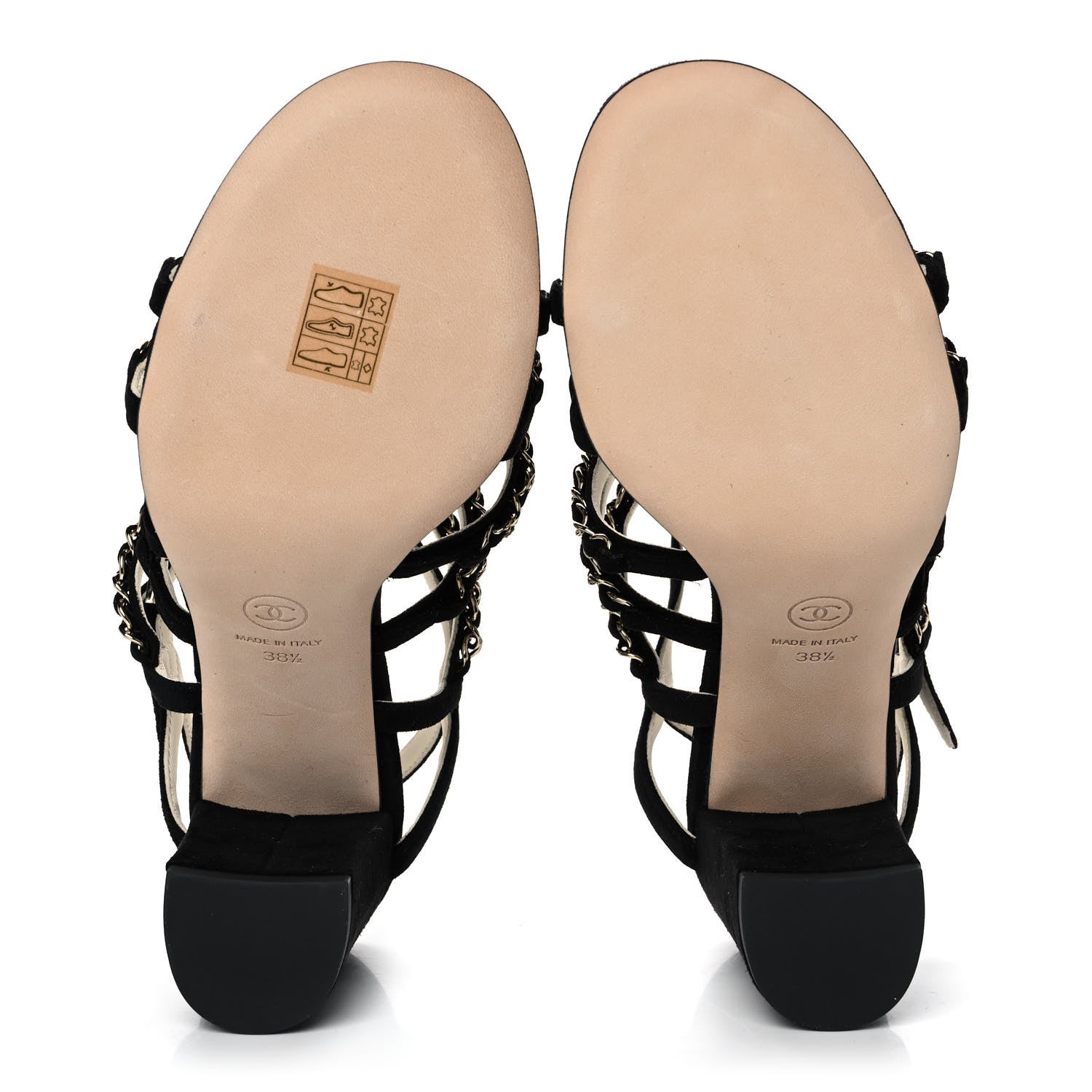 Chanel Suede Chain Sandals 38.5 Black 5 of 9