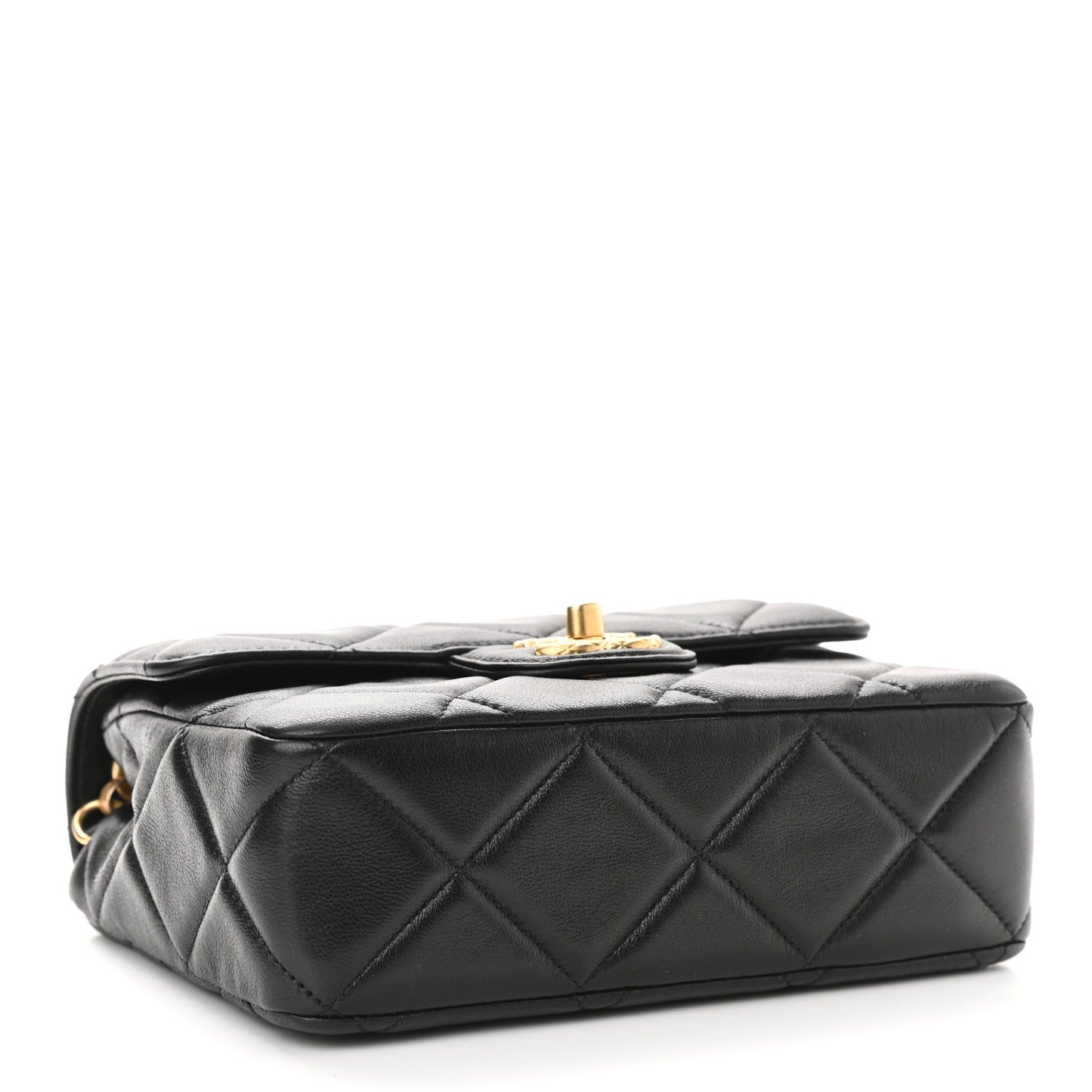 Lambskin Quilted Mini Logo Square Flap Black