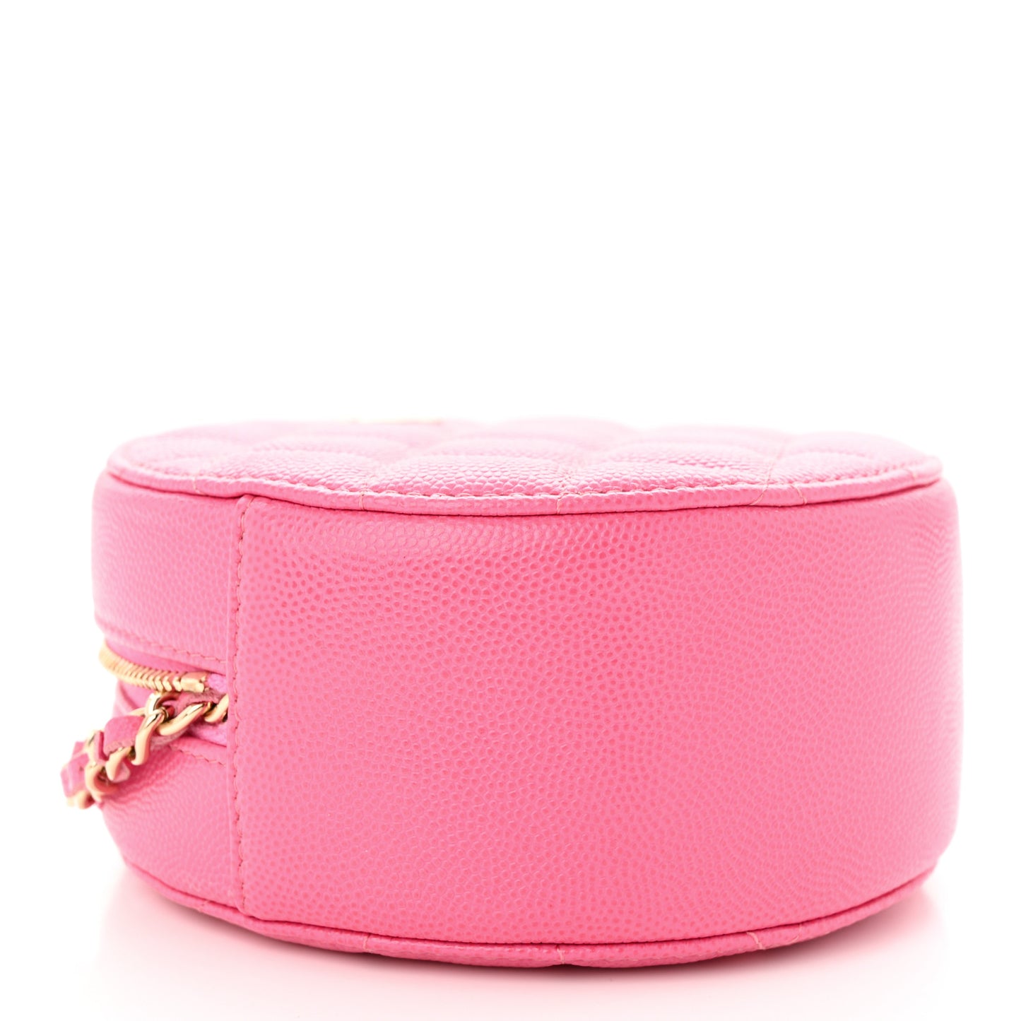 Caviar Quilted Round Clutch With Chain Pink