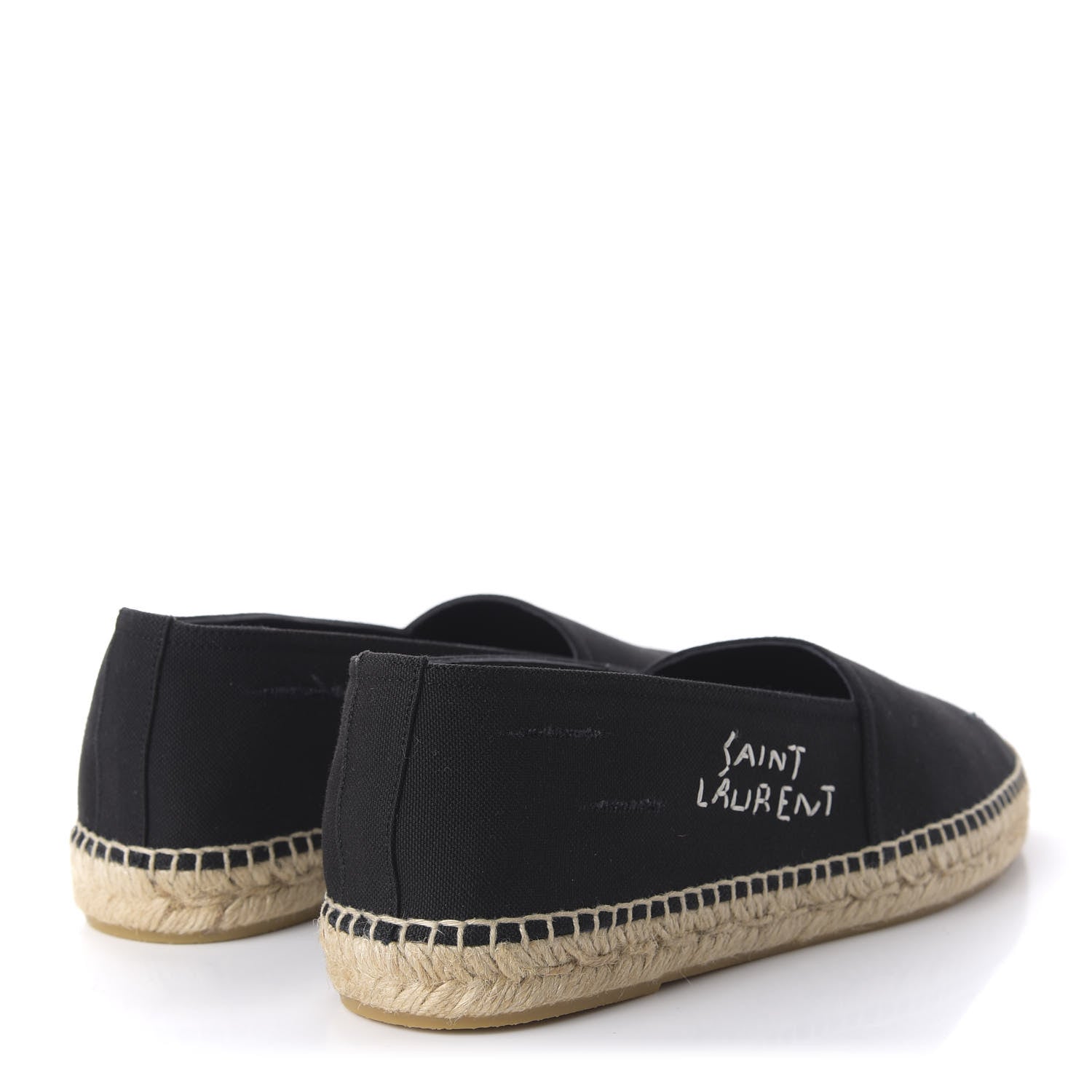 Saint Laurent Canvas Elba Logo Embroidered Espadrilles 43 Black 4 of 9