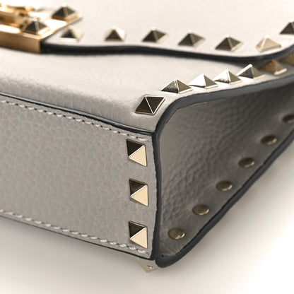 Valentino Garavani Pebbled Calfskin Medium Rockstud Flip Lock Crossbody Bag Pastel Grey 8 of 8
