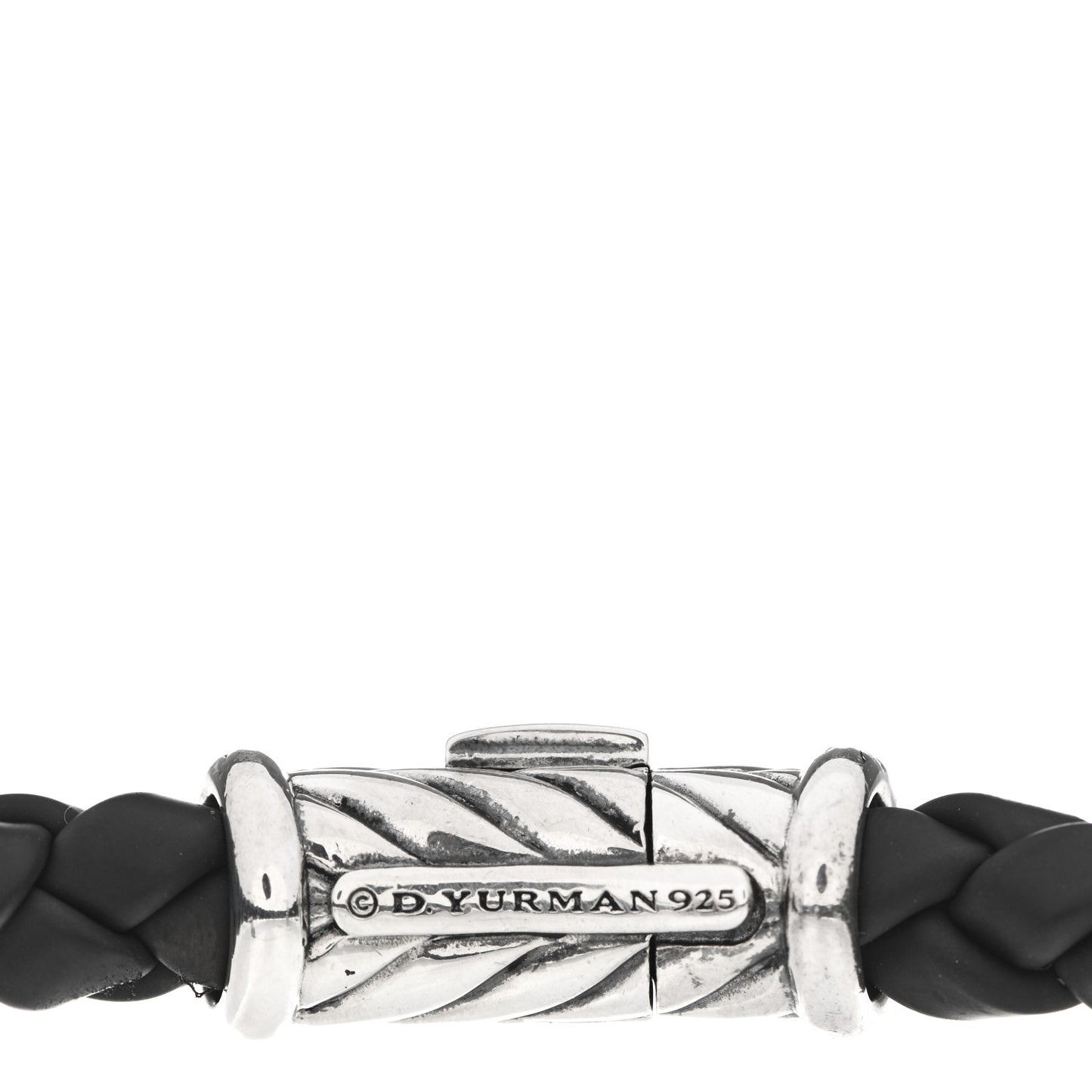 Sterling Silver Leather Black Diamond Chevron Bracelet