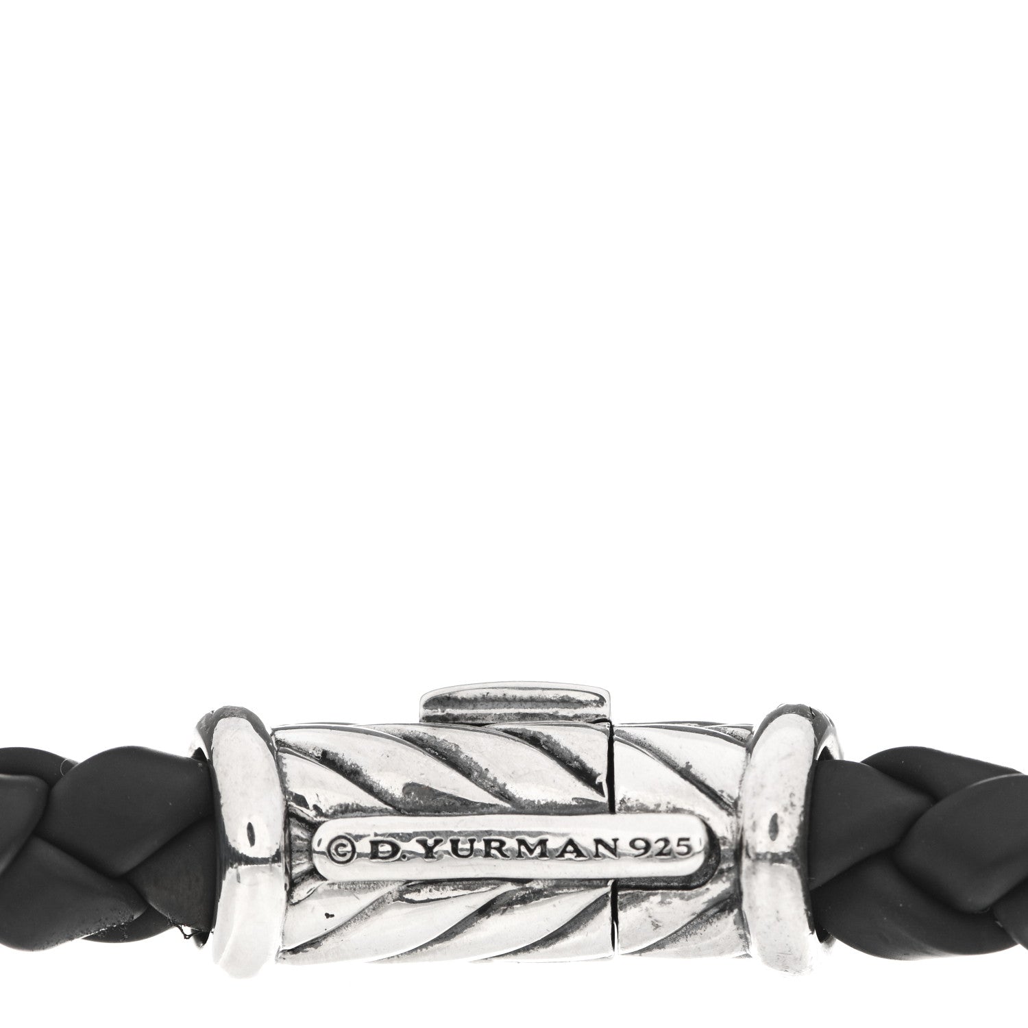 David Yurman Sterling Silver Leather Black Diamond Chevron Bracelet 3 of 3