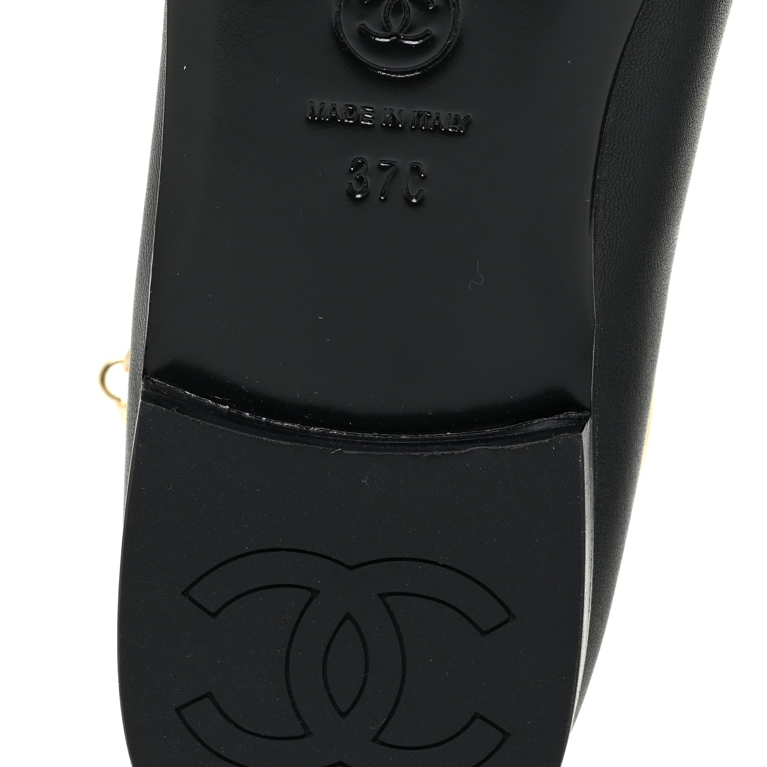 Chanel Lambskin Patent Calfskin Cap Toe Ankle Chain Ballerina Flats 37 Black 8 of 12