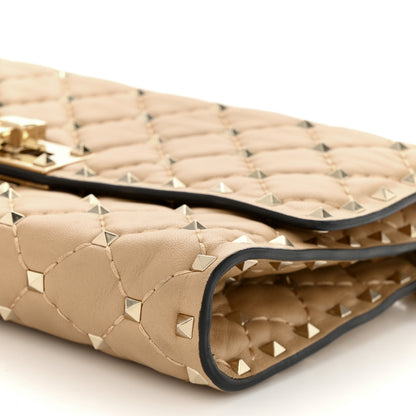 Valentino Garavani Nappa Rockstud Spike Wallet On Chain Camel Rose 9 of 10