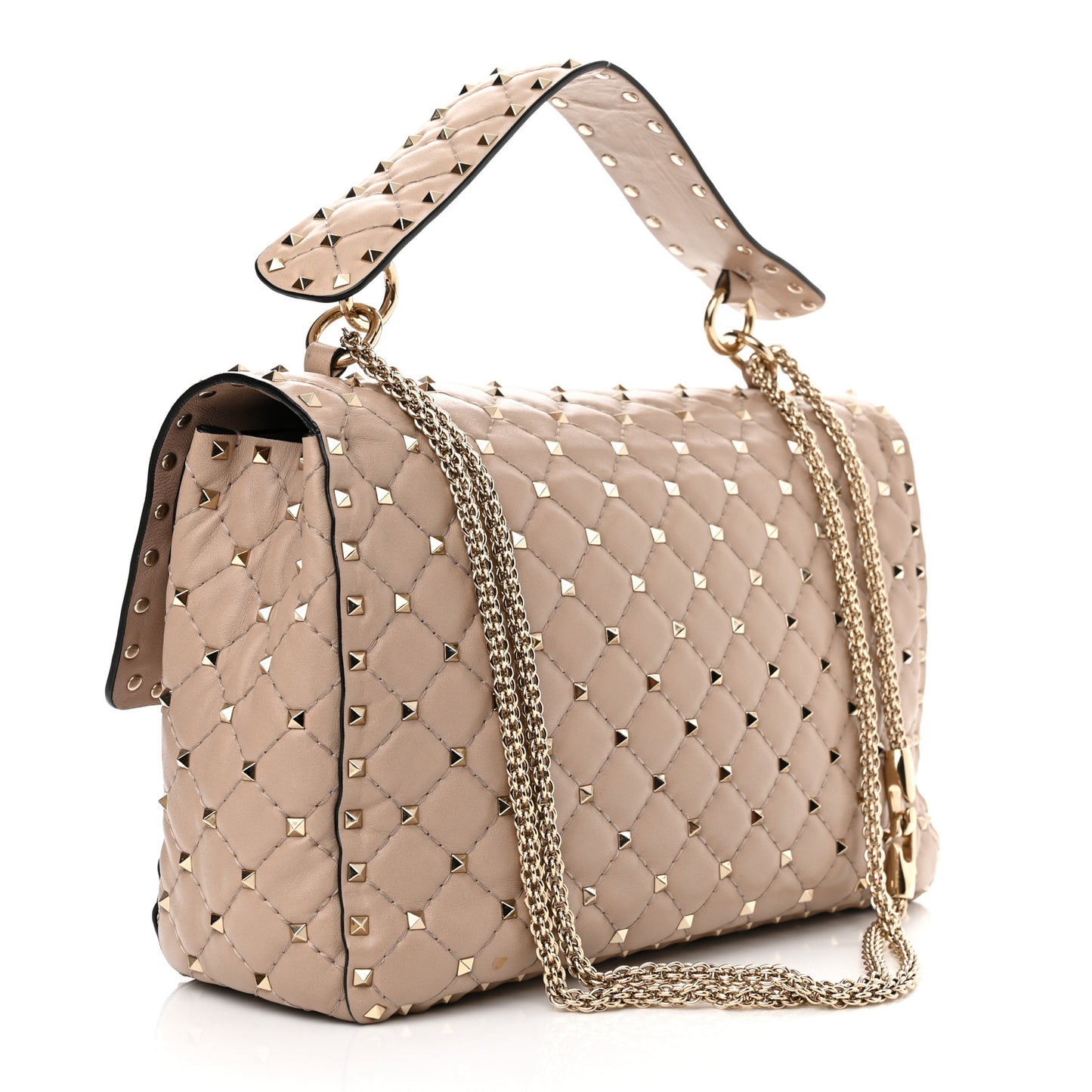 Nappa Large Rockstud Spike Shoulder Bag Poudre