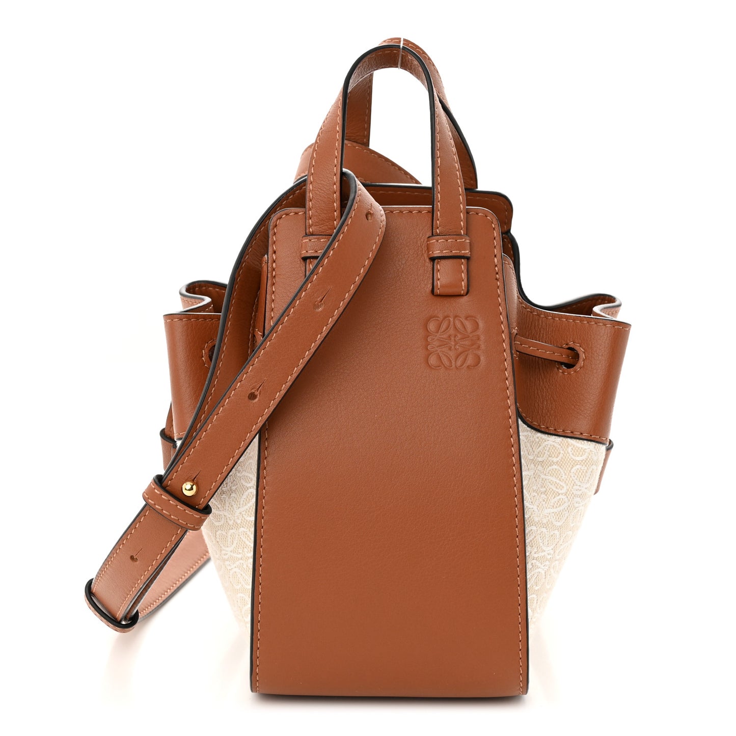 Calfskin Canvas Mini Hammock Shoulder Bag Natural Tan