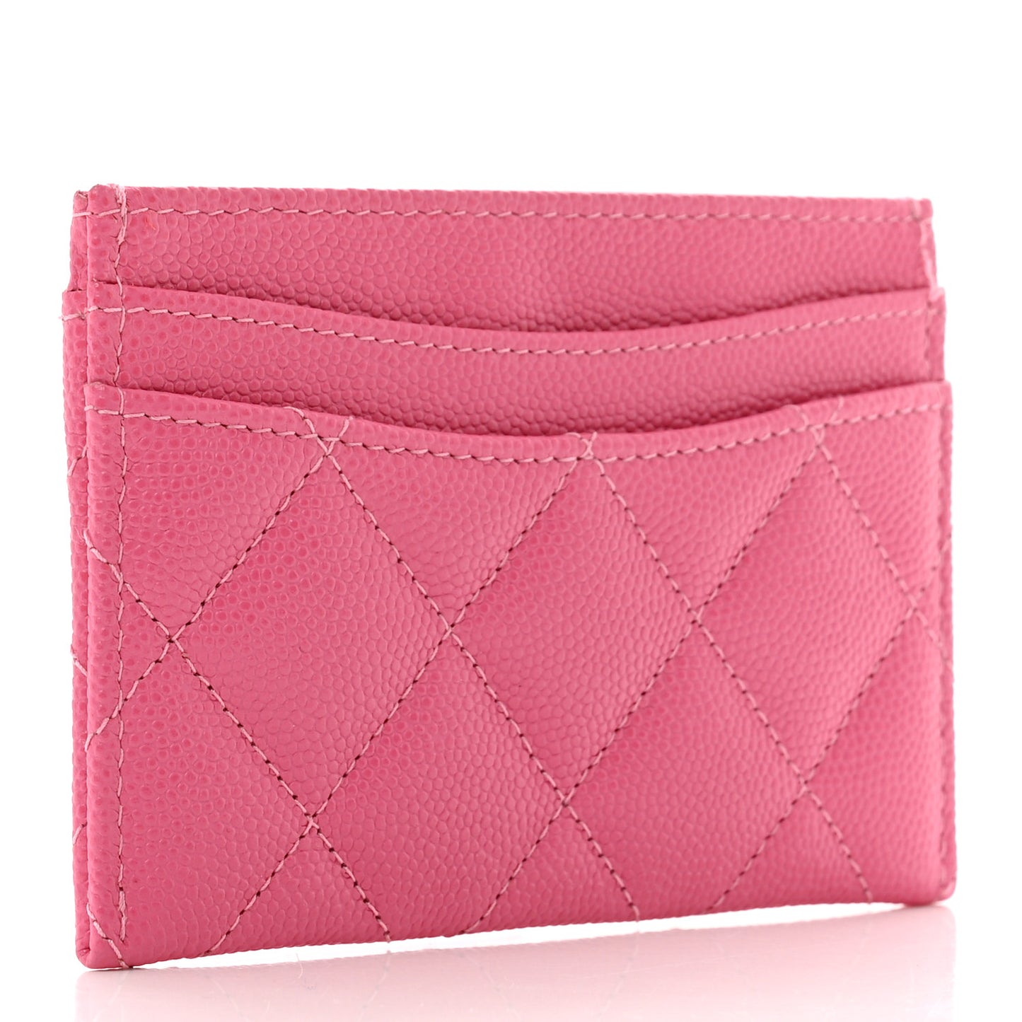 Caviar Quilted Card Holder Pink