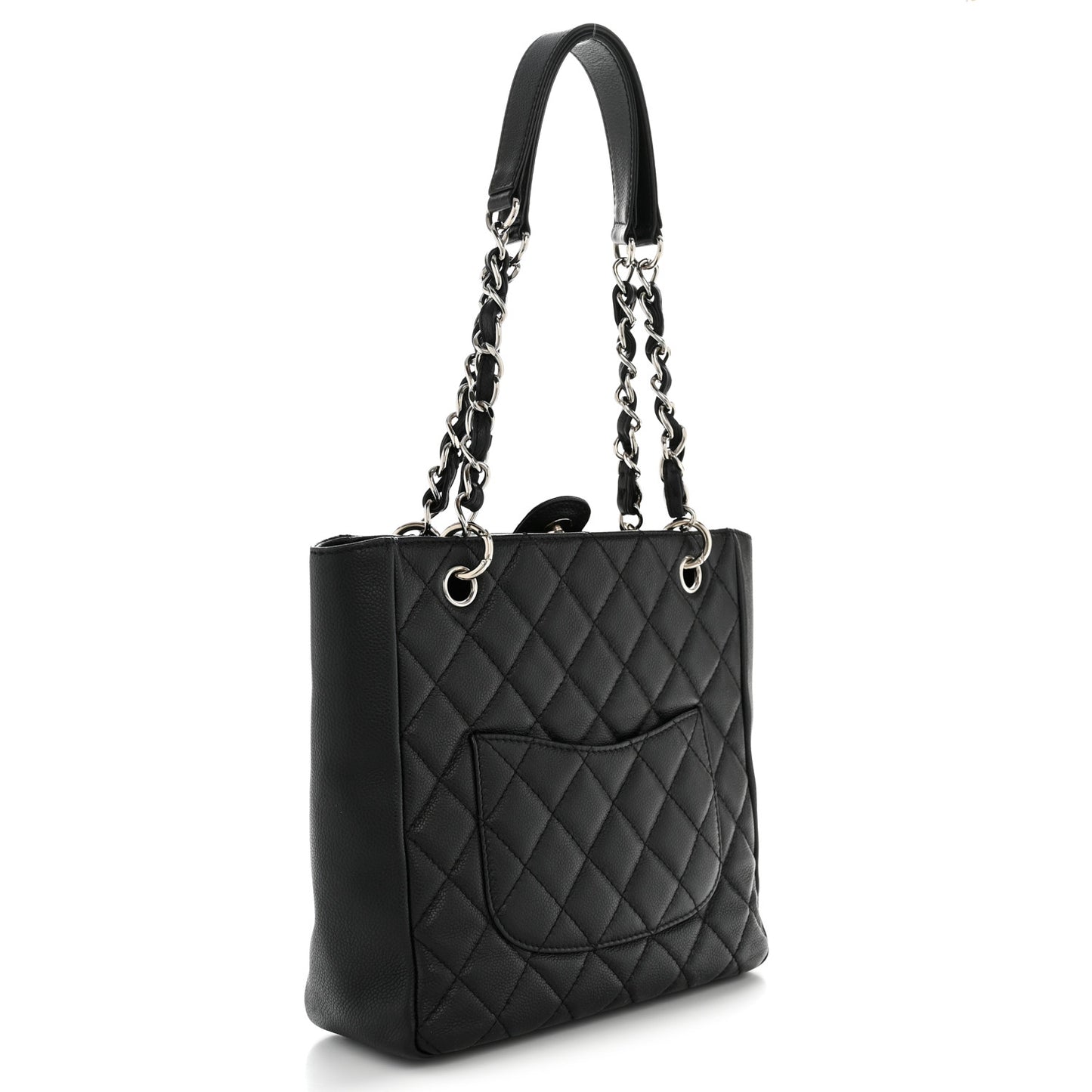 Caviar Quilted Petit Shopping Tote PST Black