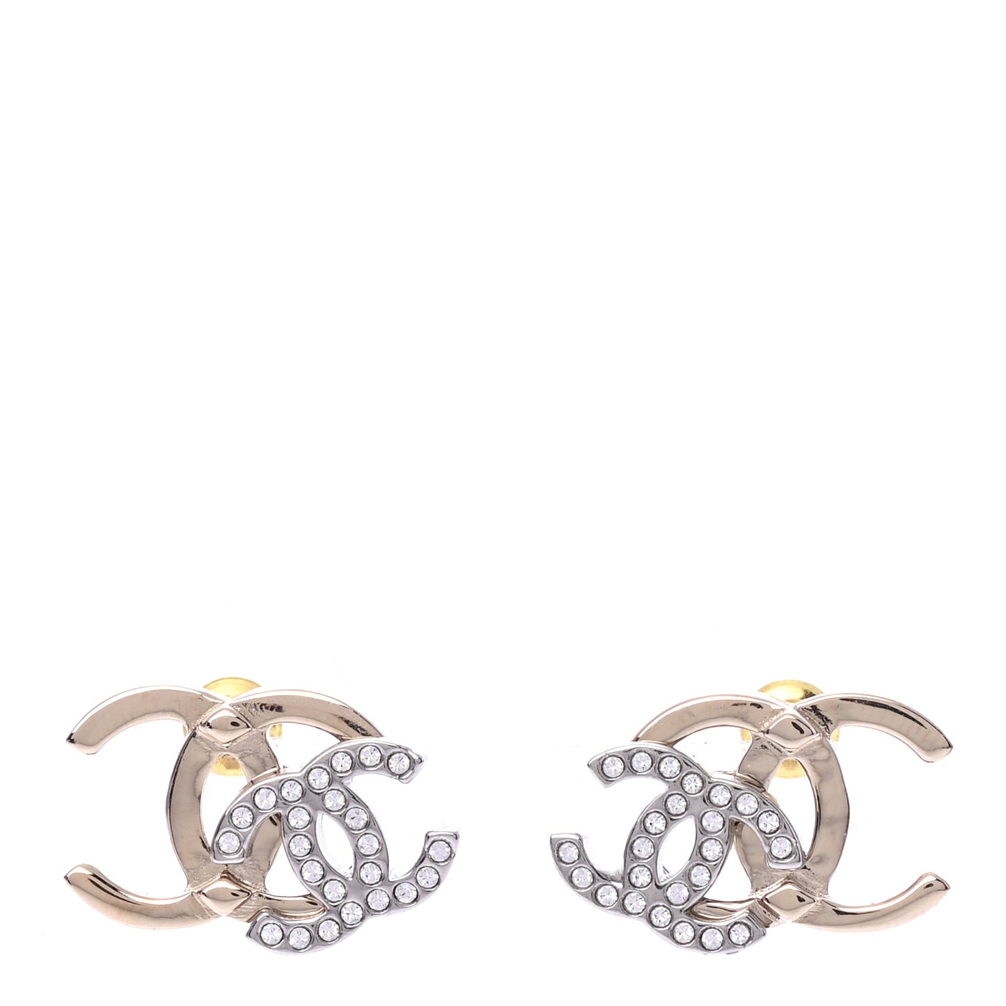 Crystal Double CC Earrings Gold Silver