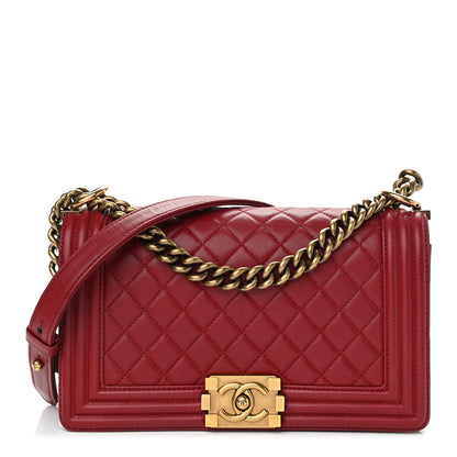 Chanel Lambskin Quilted Medium Boy Flap Dark Red 1 of 12