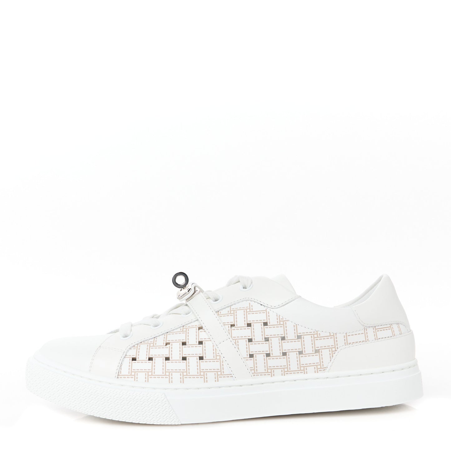 Calfskin Cross Woven Day Sneakers 40 White
