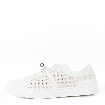 Hermes Calfskin Cross Woven Day Sneakers 40 White 1 of 9