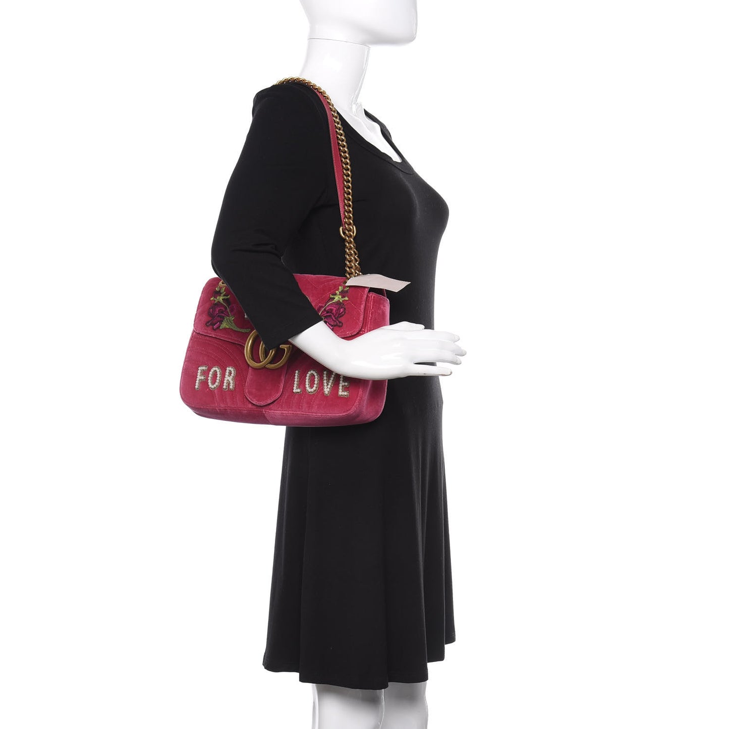 Velvet Matelasse Blind for Love Embroidered Medium GG Marmont Shoulder Bag Light Raspberry Rose Multicolor