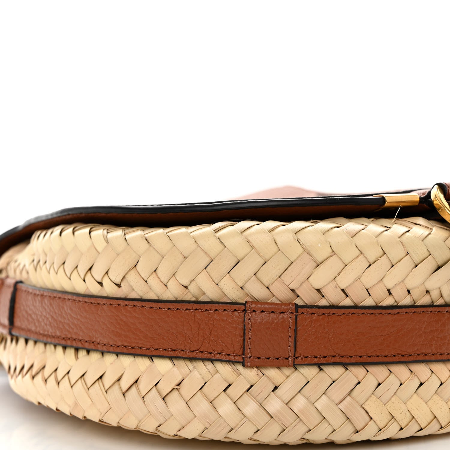 Chloe Raffia Small Grain Calfskin Small Marcie Basket Crossbody Tan 7 of 8