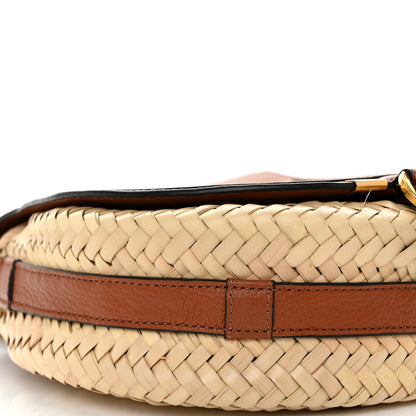 Chloe Raffia Small Grain Calfskin Small Marcie Basket Crossbody Tan 7 of 8