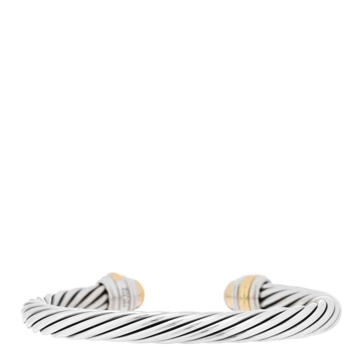 Sterling Silver 14K Yellow Gold 7mm Cable Classics Dome Bracelet