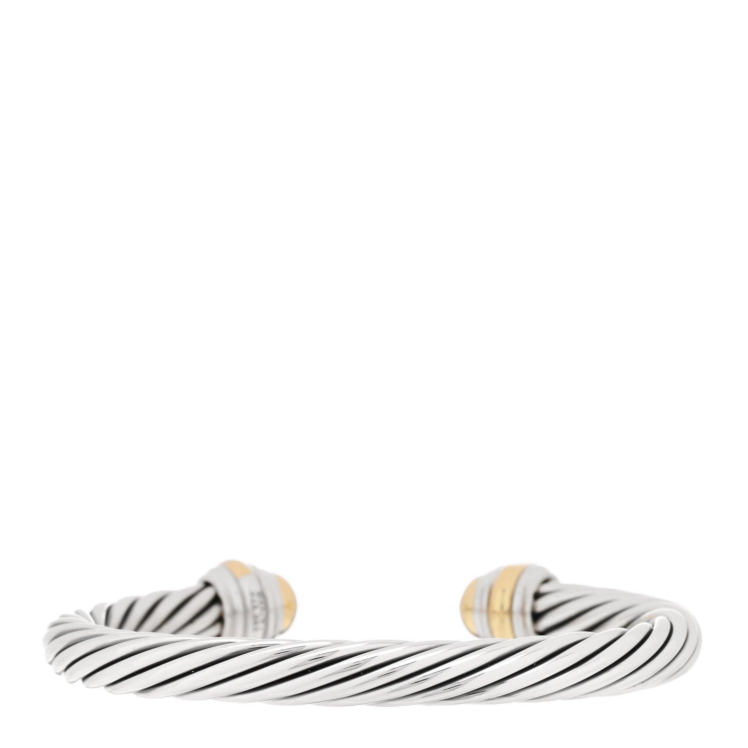 David Yurman Sterling Silver 14K Yellow Gold 7mm Cable Classics Dome Bracelet 2 of 3