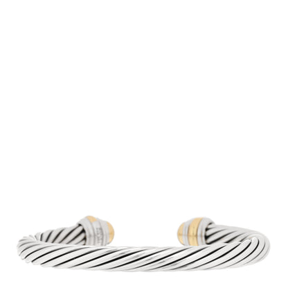 David Yurman Sterling Silver 14K Yellow Gold 7mm Cable Classics Dome Bracelet 2 of 3