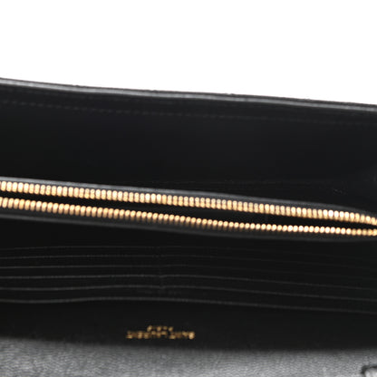 Saint Laurent Grain De Poudre Mixed Matelasse Triquilt Monogram Chain Wallet Black 5 of 9