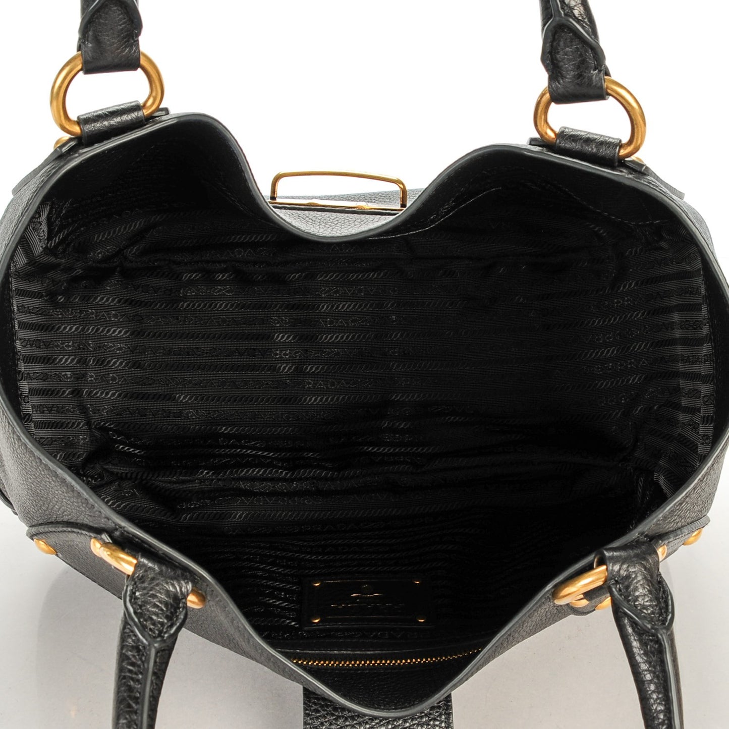 Vitello Daino Pushlock Tote Black