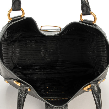 Prada Vitello Daino Pushlock Tote Black 5 of 8