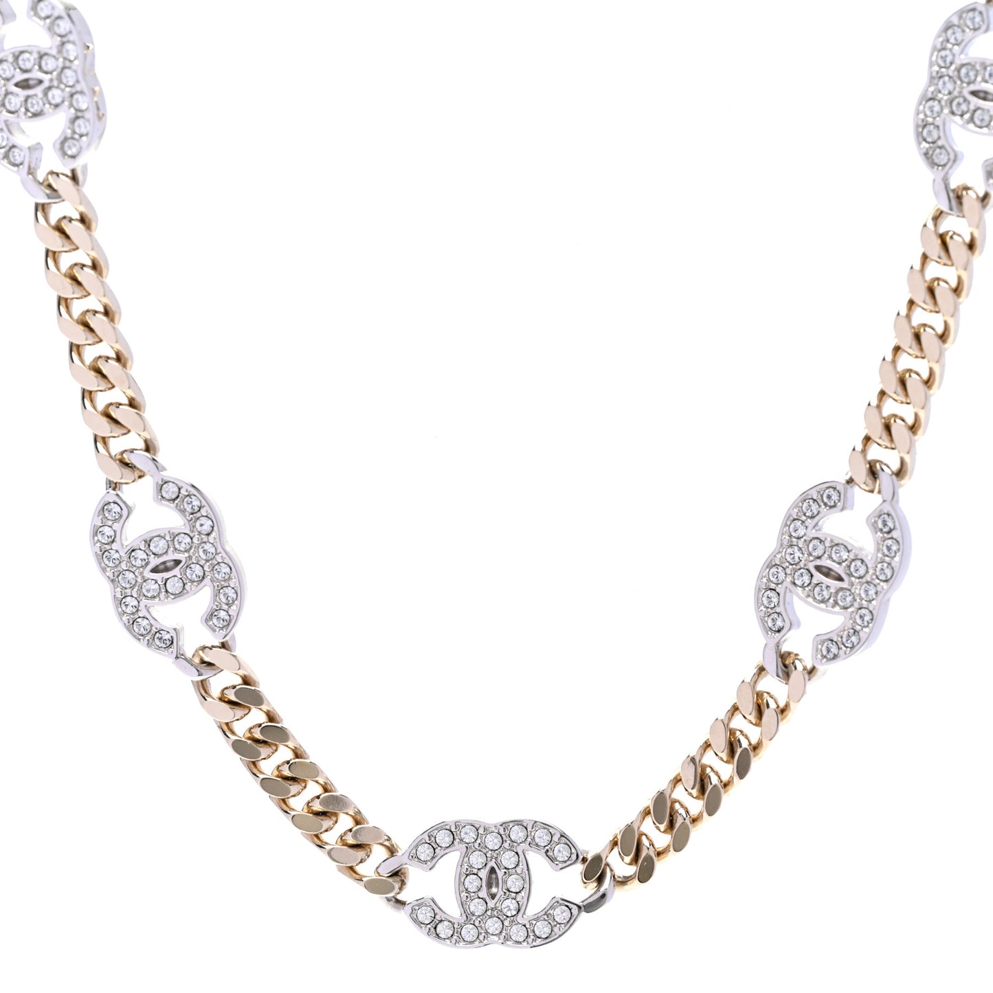 Crystal Chain CC Necklace Gold Silver