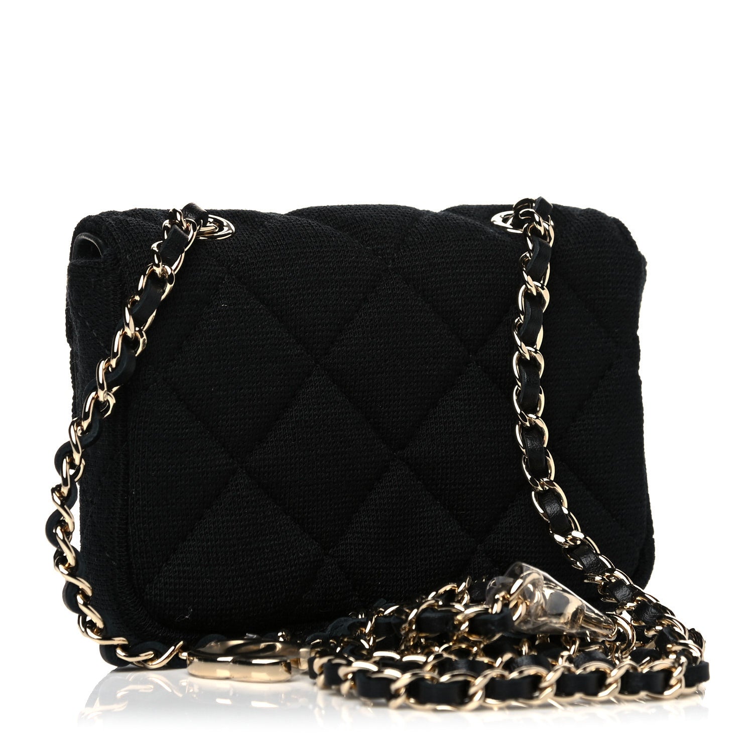 Chanel Jersey Quilted Flap Chain Waist Bag Black 2 of 11