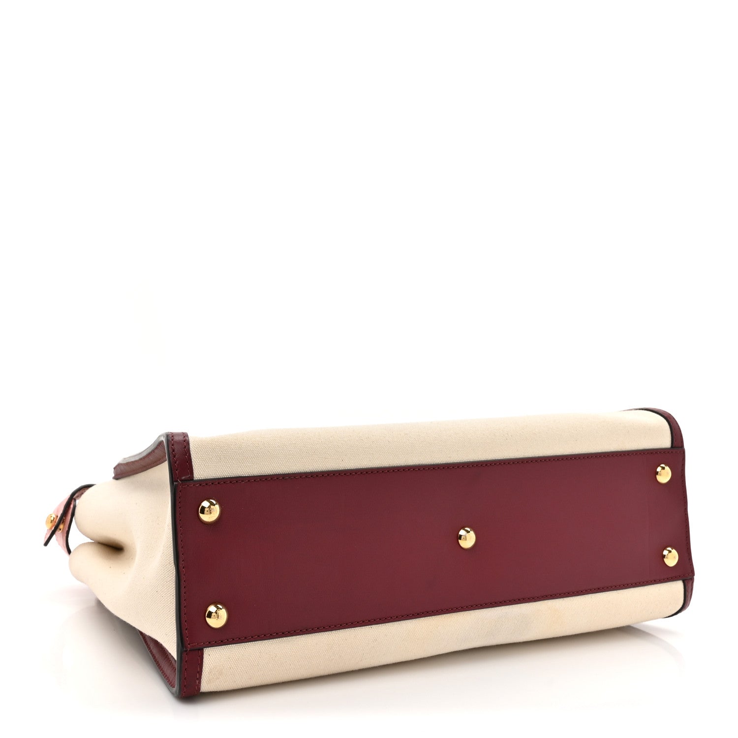 Fendi Canvas Calfskin Crocodile Embossed Medium Peekaboo Iconic Satchel Grezzo Barolo Bubblegum 4 of 17