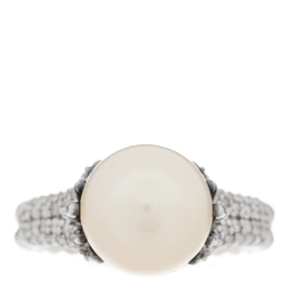 David Yurman Sterling Silver Diamond Pearl Starburst Ring 52 6 1 of 6
