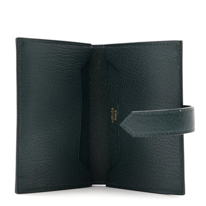 Hermes Chevre Mysore Bearn Card Holder Wallet Vert Cypress 5 of 7