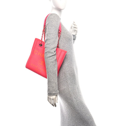 Chanel Canvas Mini Deauville Tote Pink Orange 3 of 12