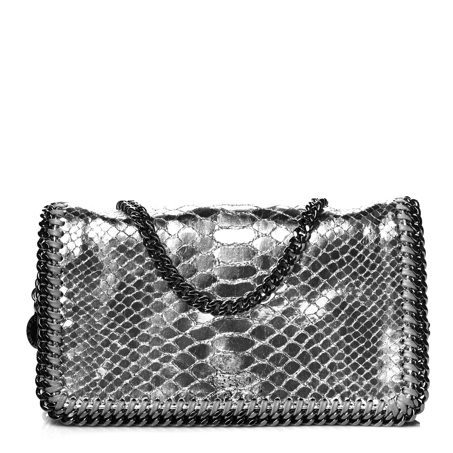 Stella McCartney Metallic Alter Snakeskin Falabella Crossbody Bag Silver 1 of 11