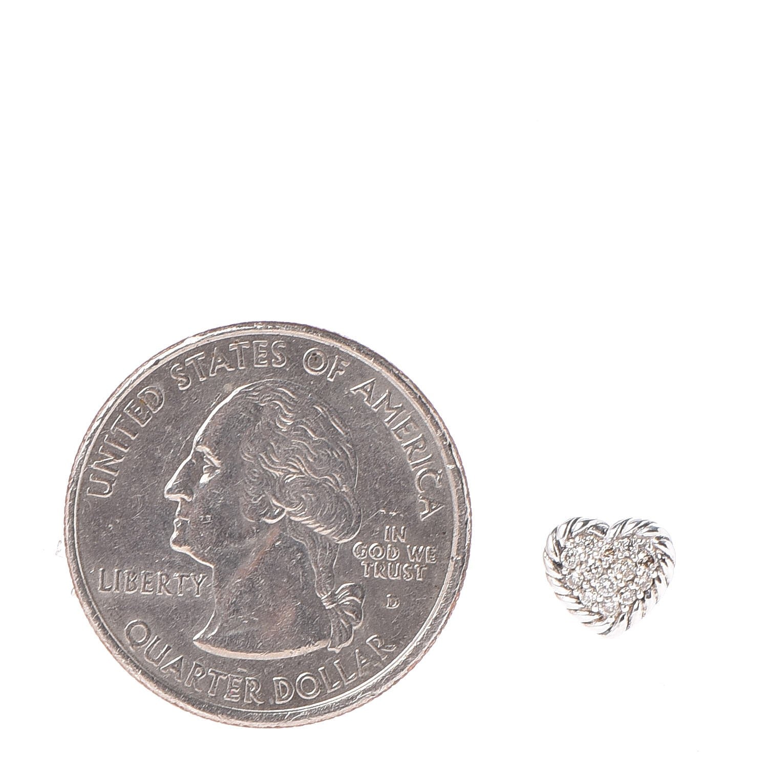 David Yurman Sterling Silver Petite Pave Diamond Heart Earrings 2 of 5