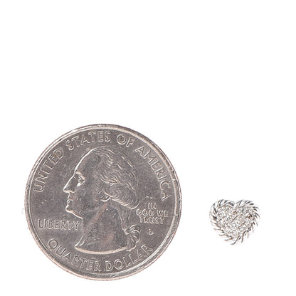 David Yurman Sterling Silver Petite Pave Diamond Heart Earrings 2 of 5