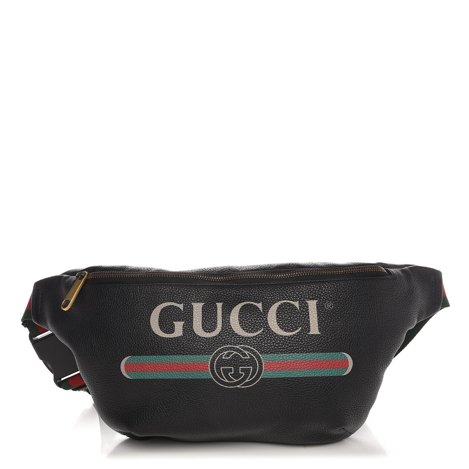Gucci Grained Calfskin Logo Belt Bag Black 1 of 7