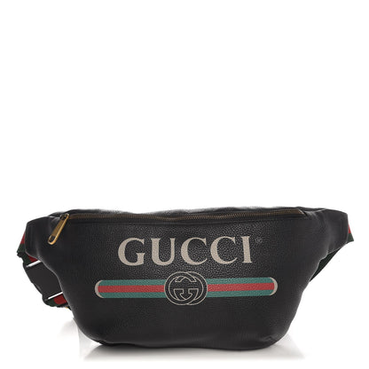 Gucci Grained Calfskin Logo Belt Bag Black 1 of 7