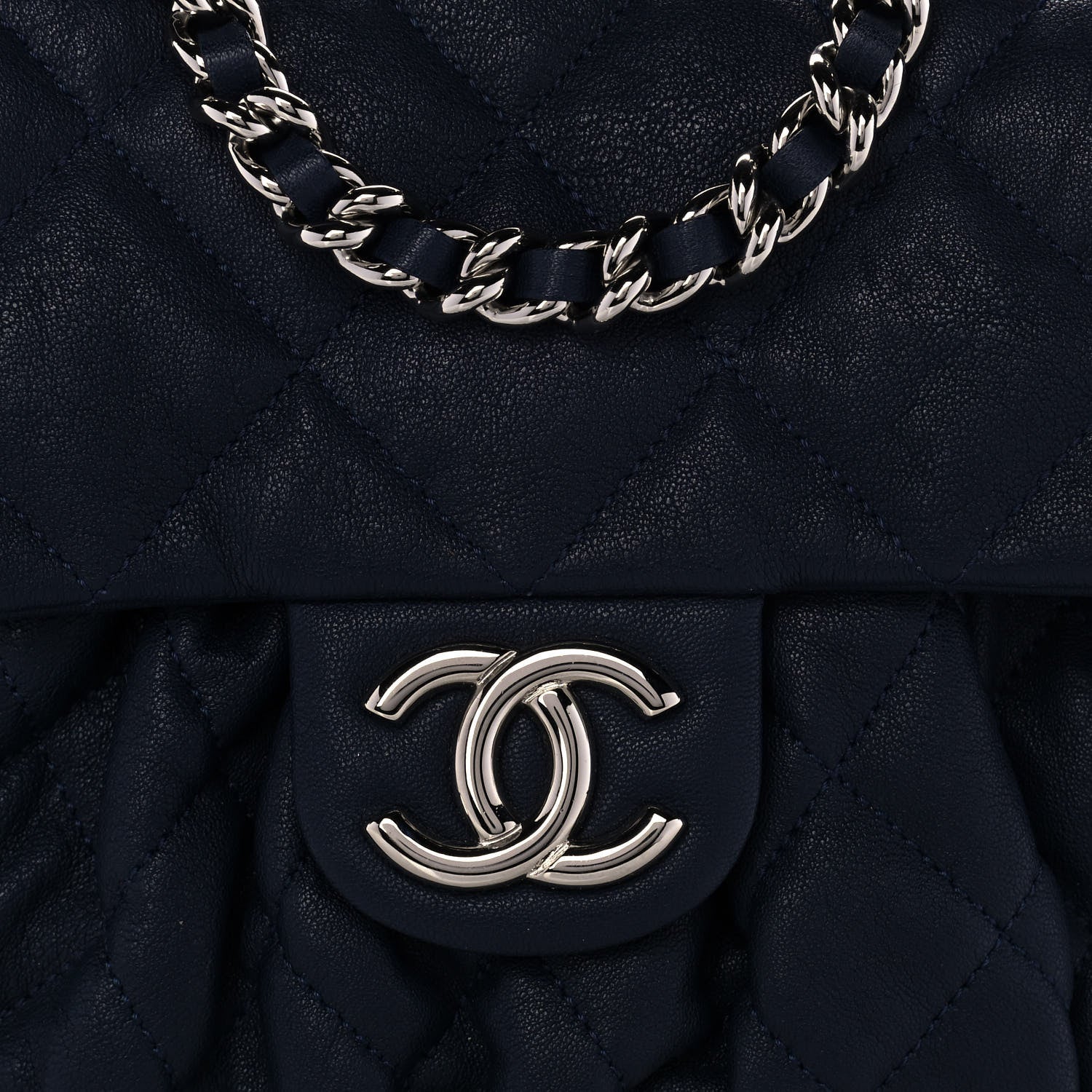 Chanel Washed Lambskin Quilted Mini Chain Around Flap Navy 7 of 9