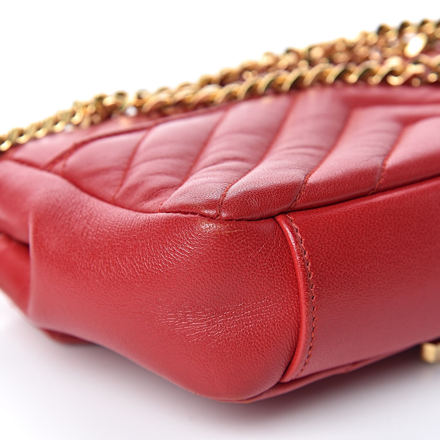 Saint Laurent Nappa Matelasse Chevron Classic Monogram Baby Chain Bag New Red 9 of 12