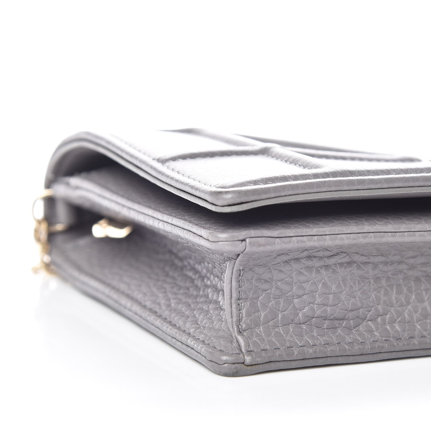 Christian Dior Grained Calfskin Diorama Wallet on Chain Pouch Gris 8 of 9