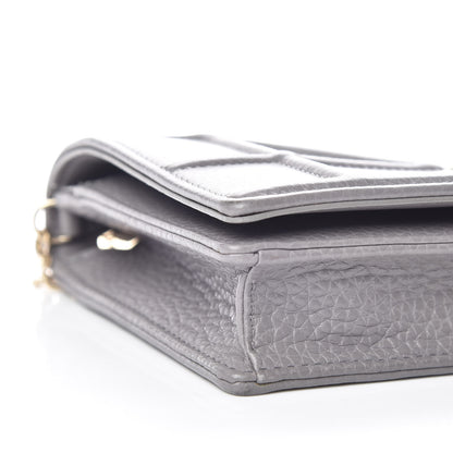 Christian Dior Grained Calfskin Diorama Wallet on Chain Pouch Gris 8 of 9