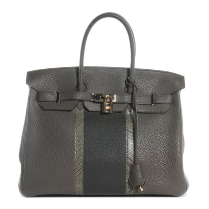 Hermes Taurillon Clemence Lizard Club Birkin 35 Etain 1 of 9